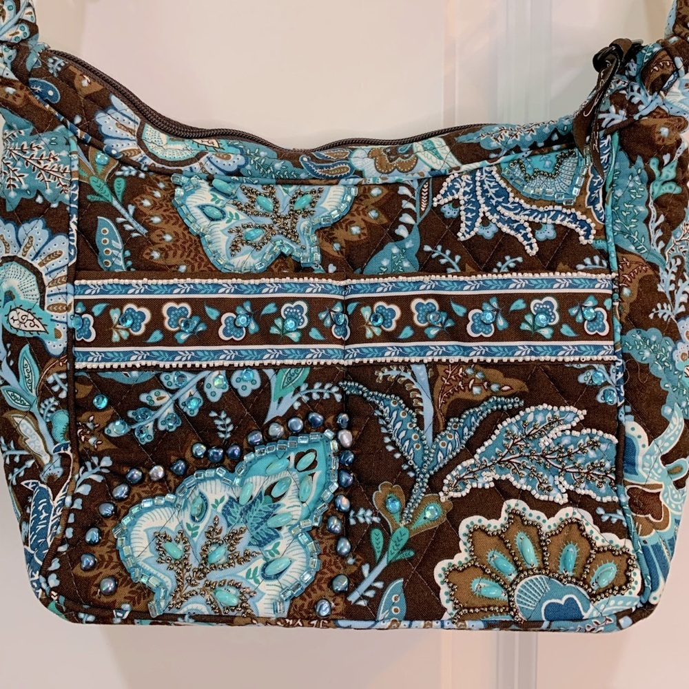 Vera Bradley Upcycled Beaded Java Blue Handbag - Picture 3 of 11